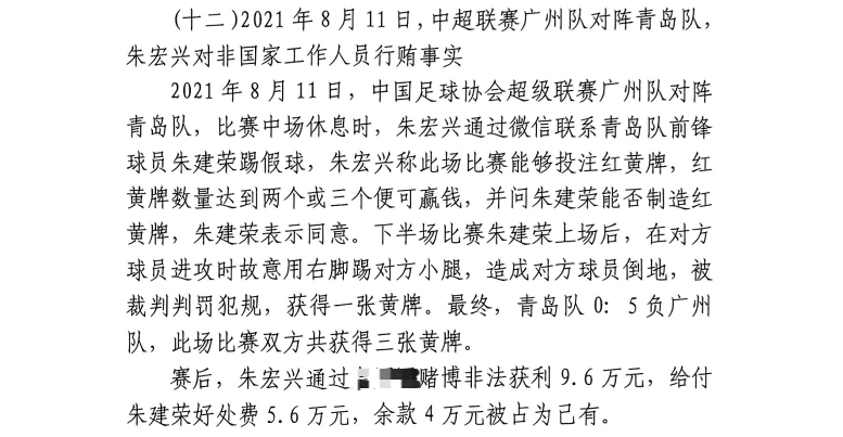 網(wǎng)傳判決書：青島球員朱建榮故意踢對方小腿，染黃收5.6萬好處費(fèi)