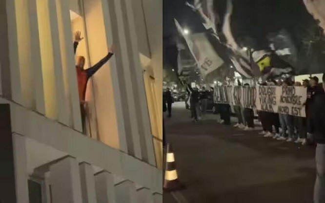 都體：尤文球迷來(lái)到酒店外支持新主帥，圖多爾向球迷們揮手致意